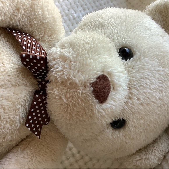 Carters Large 15 inch Sitting Plush Bear Stuffed Animal Toy Brown Polka Dot Bow - Picture 9 of 16